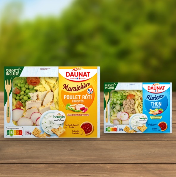 Les nouvelles salades repas de Daunat, en partenariat avec Boursin