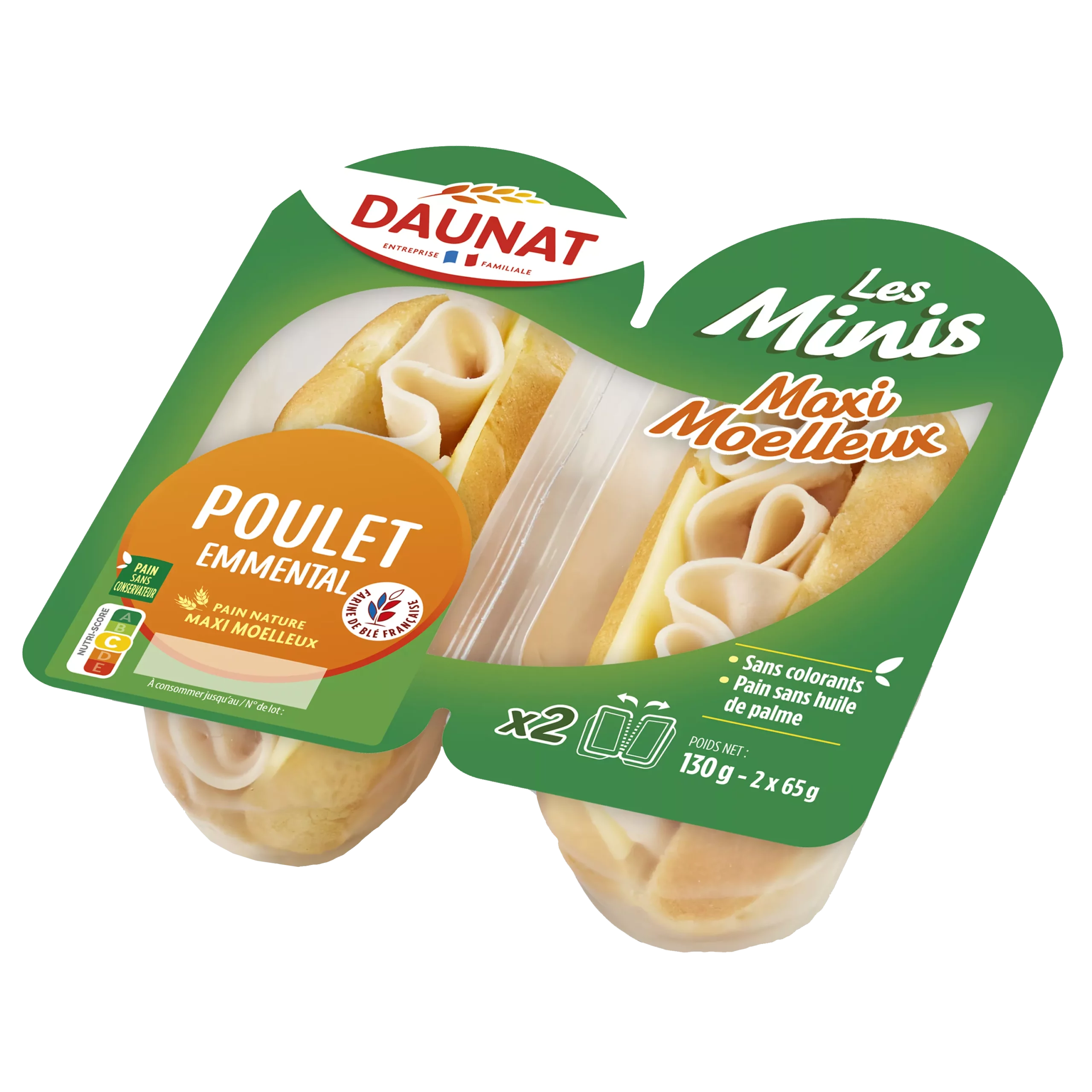 MINIS MOELLEUX POULET EMMENTAL 130G