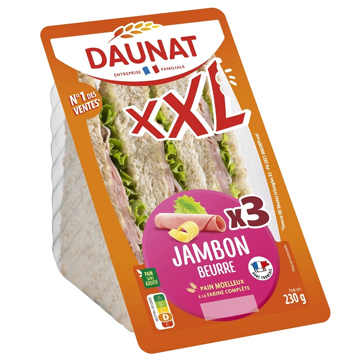 Sandwich TRIANGLE XXL Jambon Beurre Salade 230G scaled
