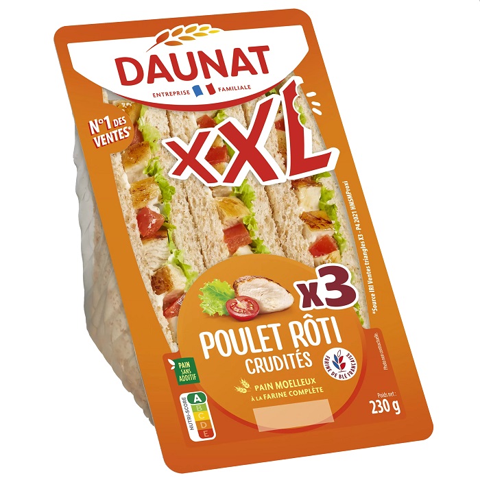 Sandwich triangle XXL Poulet roti Crudites 230g scaled