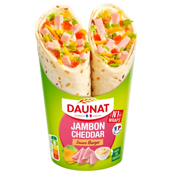 BE WRAPPY Wrap jambon cheddar et sauce burger 190g