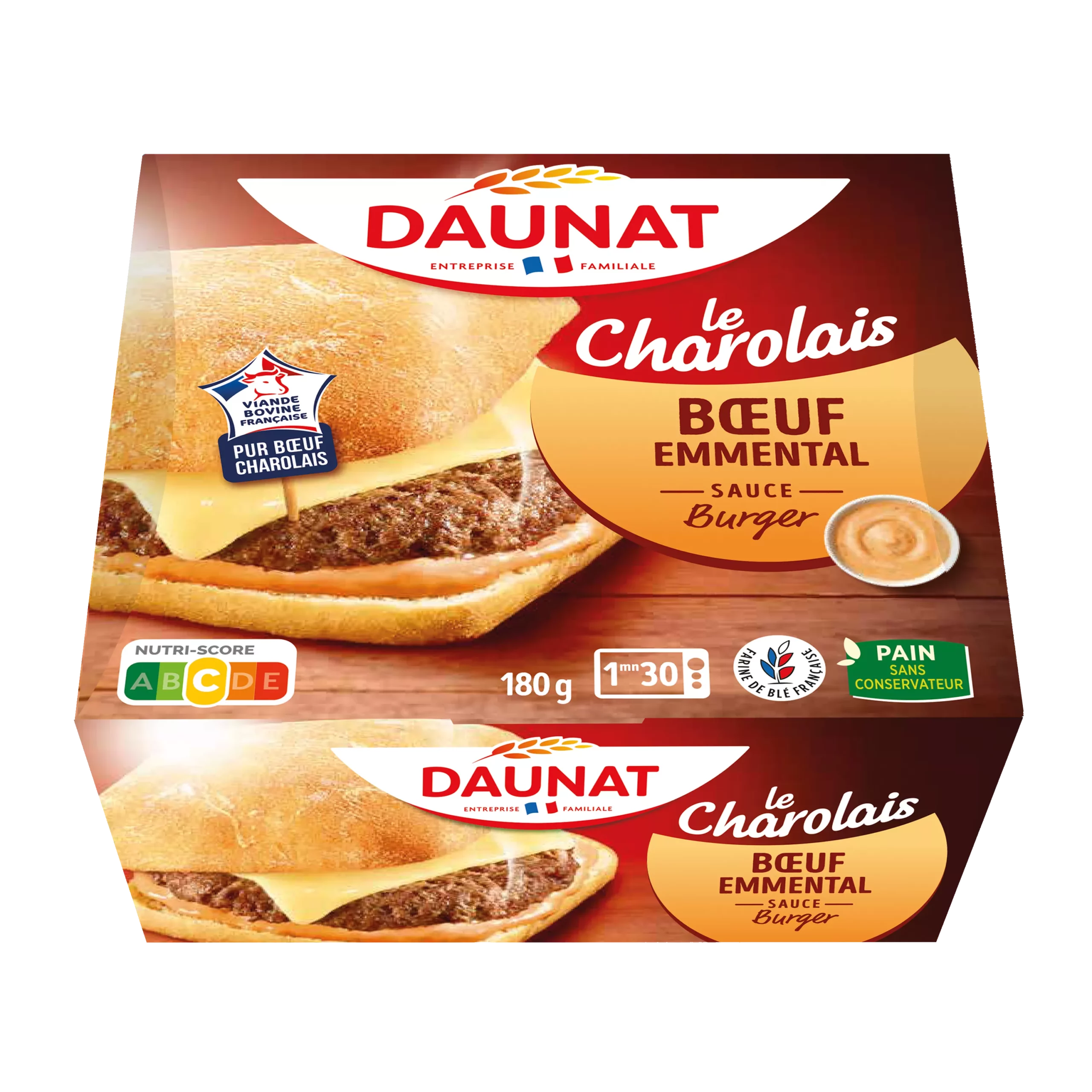 BURGER BOEUF Boeuf charolais emmental sauce burger 180g