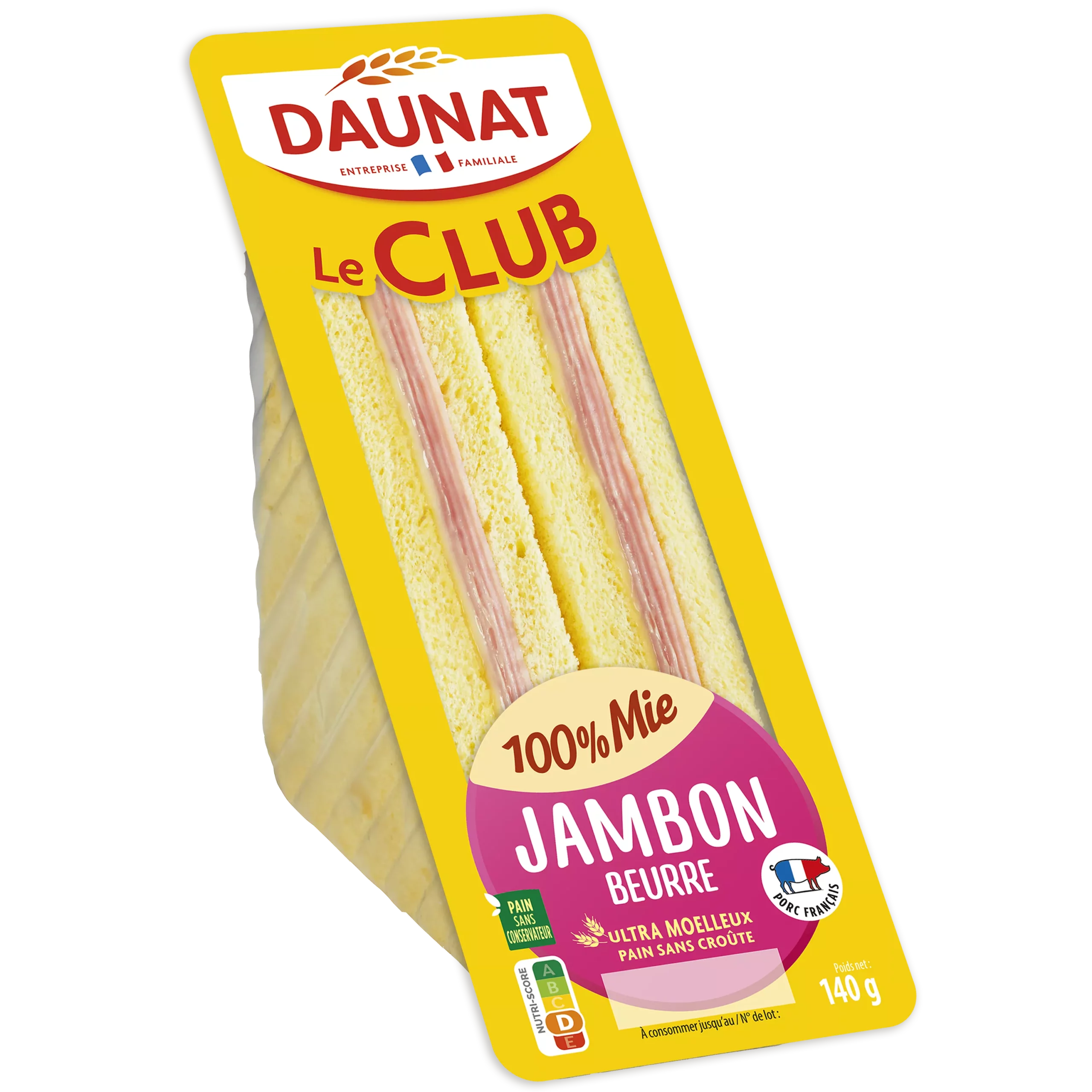 Le clubLoves mie jambon beurre 140g