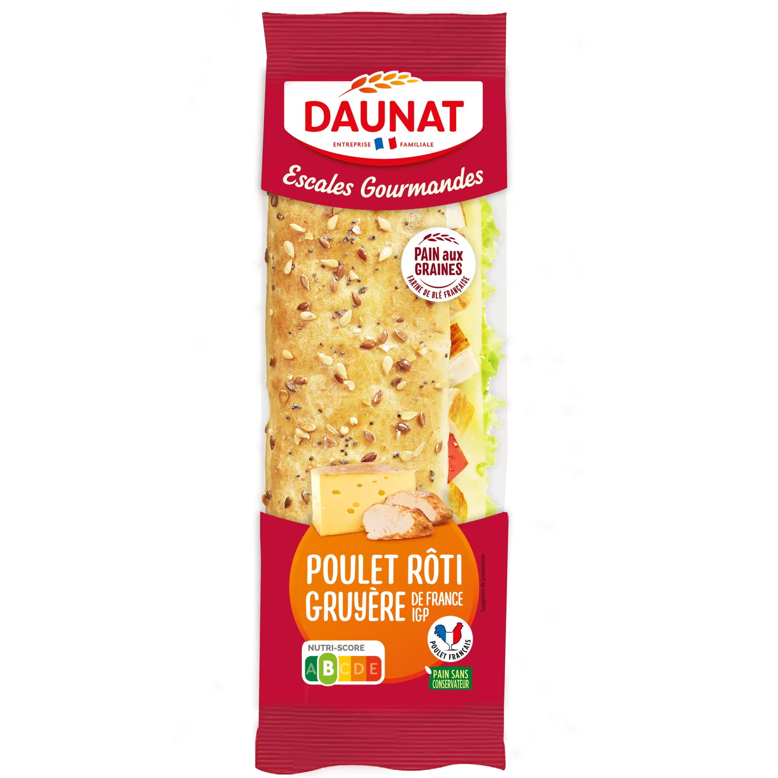 Sandwich Baguette Escales Gourmandes Poulet roti gruyere