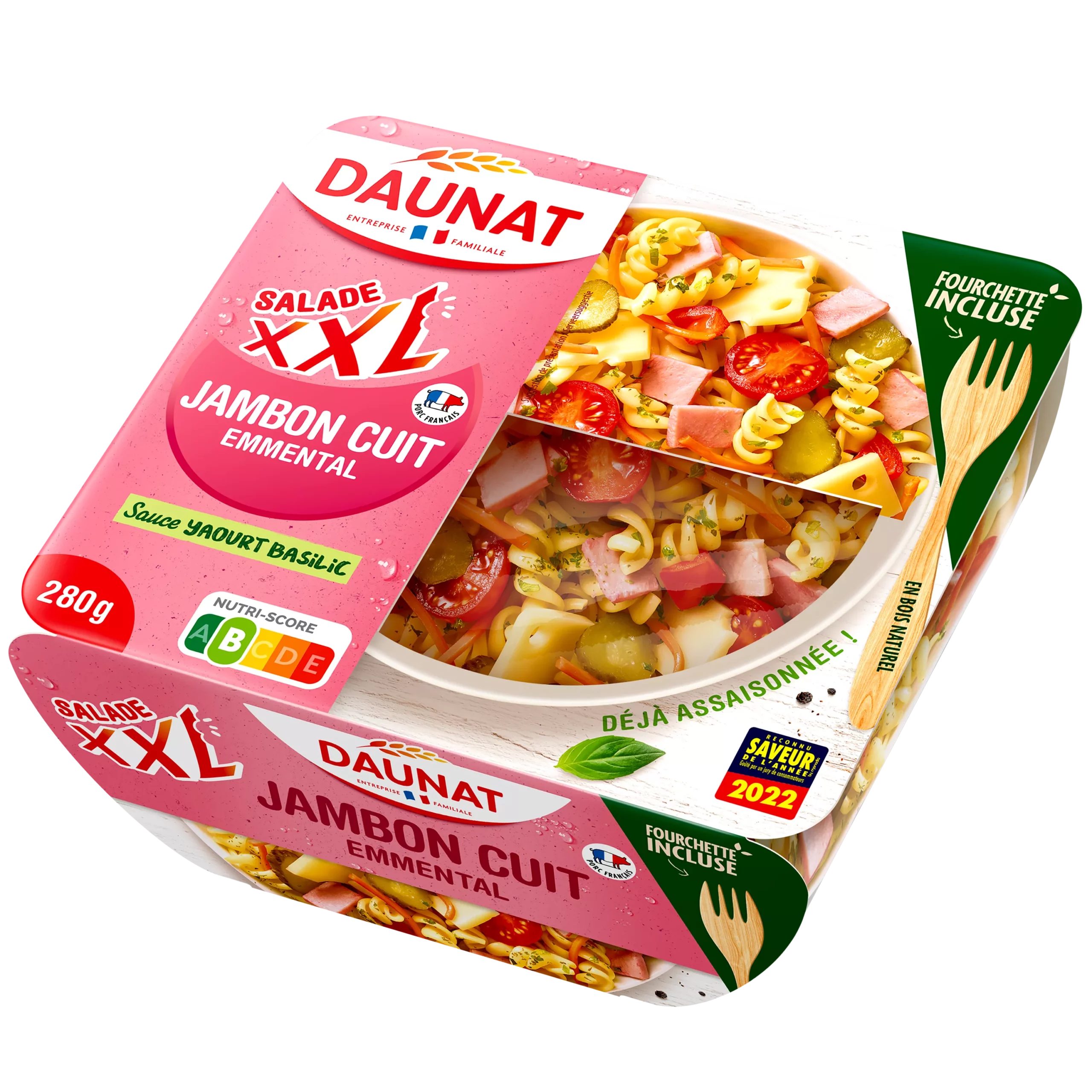 salade xxl Jambon cuit et Emmental Torti assaisonnees sauce Yaourt