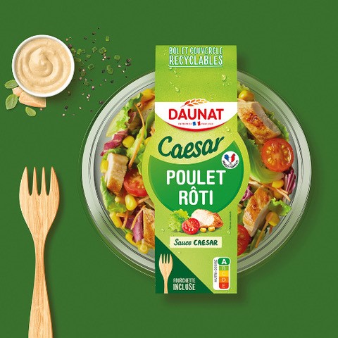 La salade Caesar de chez Daunat au poulet origine France