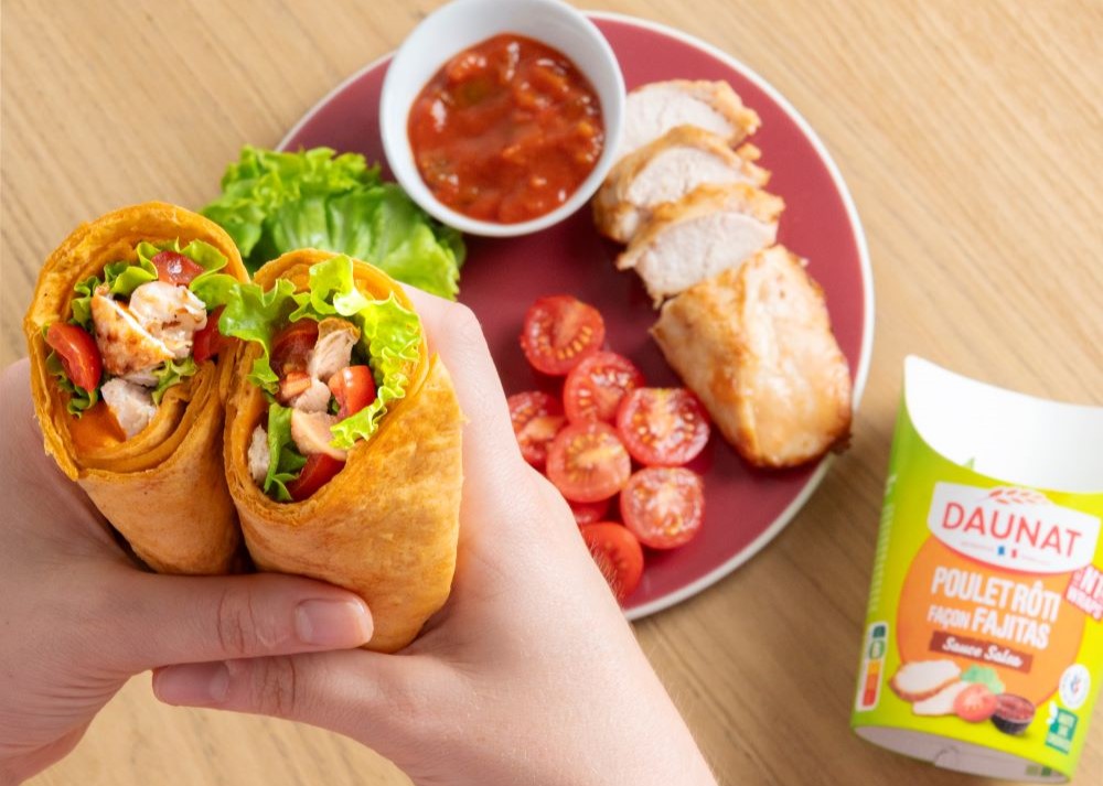 WRAP POULET FAJITAS SAUCE SALSA 190G DAUNAT