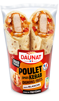 STREET WRAP POULET KEBAB OIGNONS FRITS SAUCE BLANCHE 180G DAUNAT