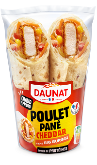 STREET WRAP POULET PANE CHEDDAR SAUCE BIG BURGER 180G DAUNAT