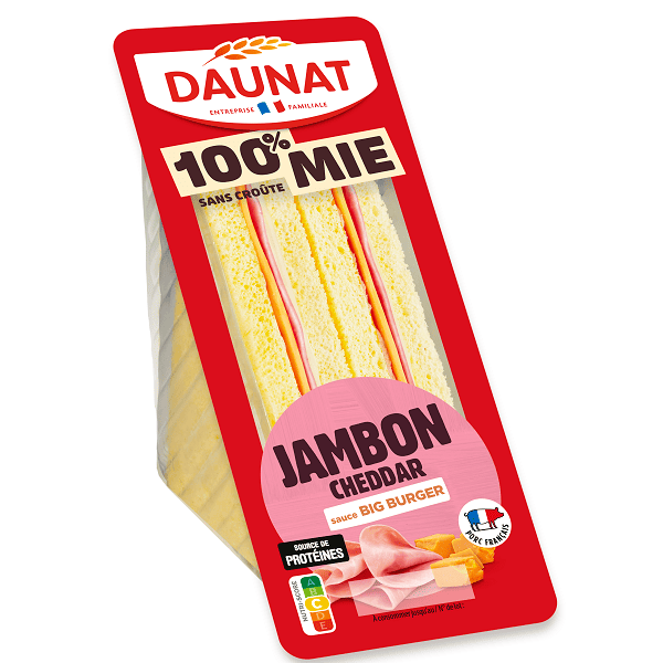 SANDWICH CLUB 100 % MIE JAMBON CHEDDAR DAUNAT