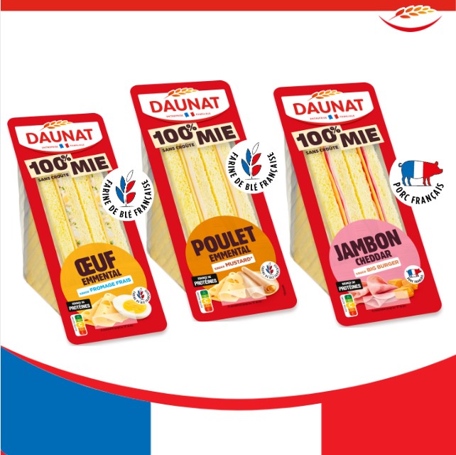Nouveaux sandwichs 100% mie Daunat