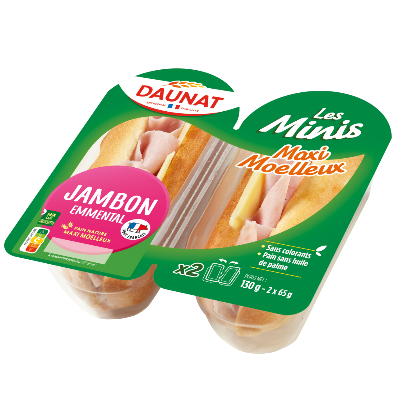 MINIS MOELLEUX JAMBON EMMENTAL 130G